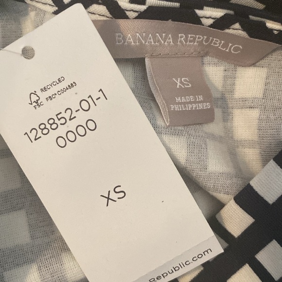 Banana Republic Tank Top Black & White Check Sleeveless Criss Cross Back XS - Picture 5 of 7